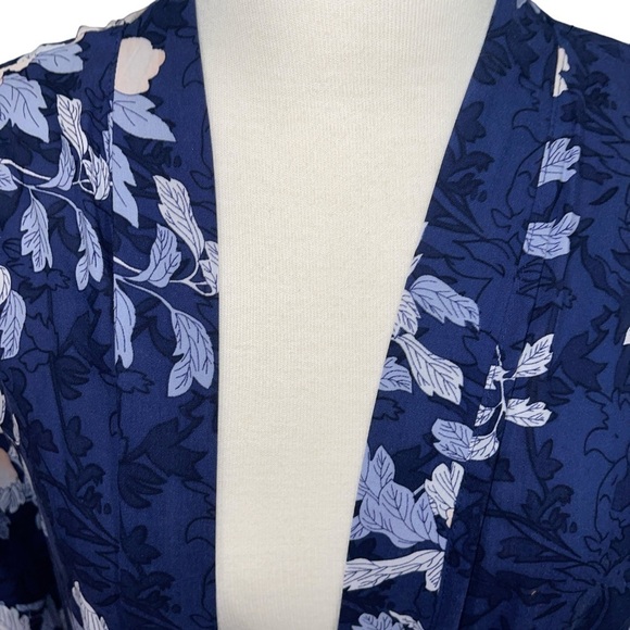 Umgee Women's Caftan Size M Blue Floral Print 3/4 Sleeves Kimono Open Boho - Picture 4 of 9